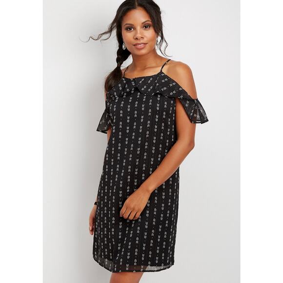 Maurices | Cold Shoulder Arrow Print Dress - Picture 1 of 8